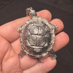 Antique Turtle Pillbox Pendant Necklace